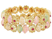 NMII Brass Gold Plated Bangles Set For Girls and Women Studded Pearls and Stone | Gold Plated Brass Bangles | Metal bangles | (Pack of 2)
