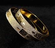 NMII Brass Gold Plated Bangles Set For Women's & Girls (Pack of 2)