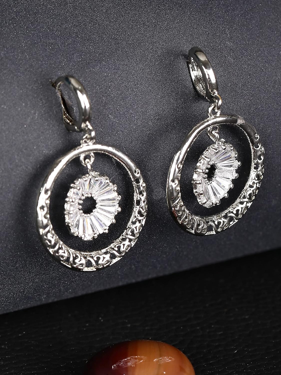 Priyaasi Artificial Stones Silver Plated Hoop Earring
