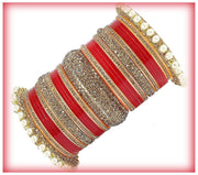 NMII Acrylic (Plastic) and Zircon Gemstone Studded with Pearl Glossy Finished (ONLY 1 HAND) Chuda Set For Women and Girls
