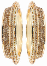 NMII Alloy Metal Gold Plated Bangles Set For Women & Girls Studded Zircon Stone | Stylish Diamond Bangles | Women's bangles | Metal Bangles- (Pack of 2)