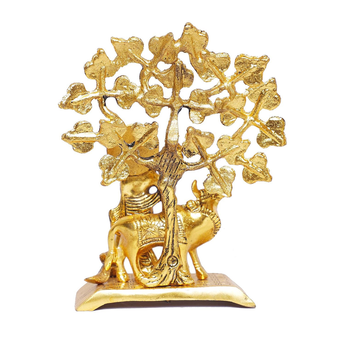 KridayKraft Metal Krishna Idol Statue with kamdhenu Cow Standing Under Tree Showpiece Figurine for Pooja Room & Gift,Decorative Religious Statue for Home,Office & Table...