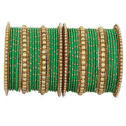 NMII Non-Precious Metal with Base Metal and Studded with Zircon Gemstone or Pearls Glossy Finished Traditional Bangle set for Women and Girls