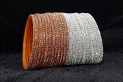 NMII Glass with Zircon Gemstone and Beads Studdded Glossy Finished Traditional Bangle Set For Women and Girls