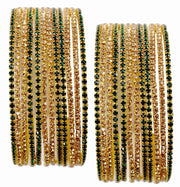 NMII Non-Precious Metal Base Metal with Zircon Gemstone Studded worked Glossy Finished Bangle Set For Women and Girls