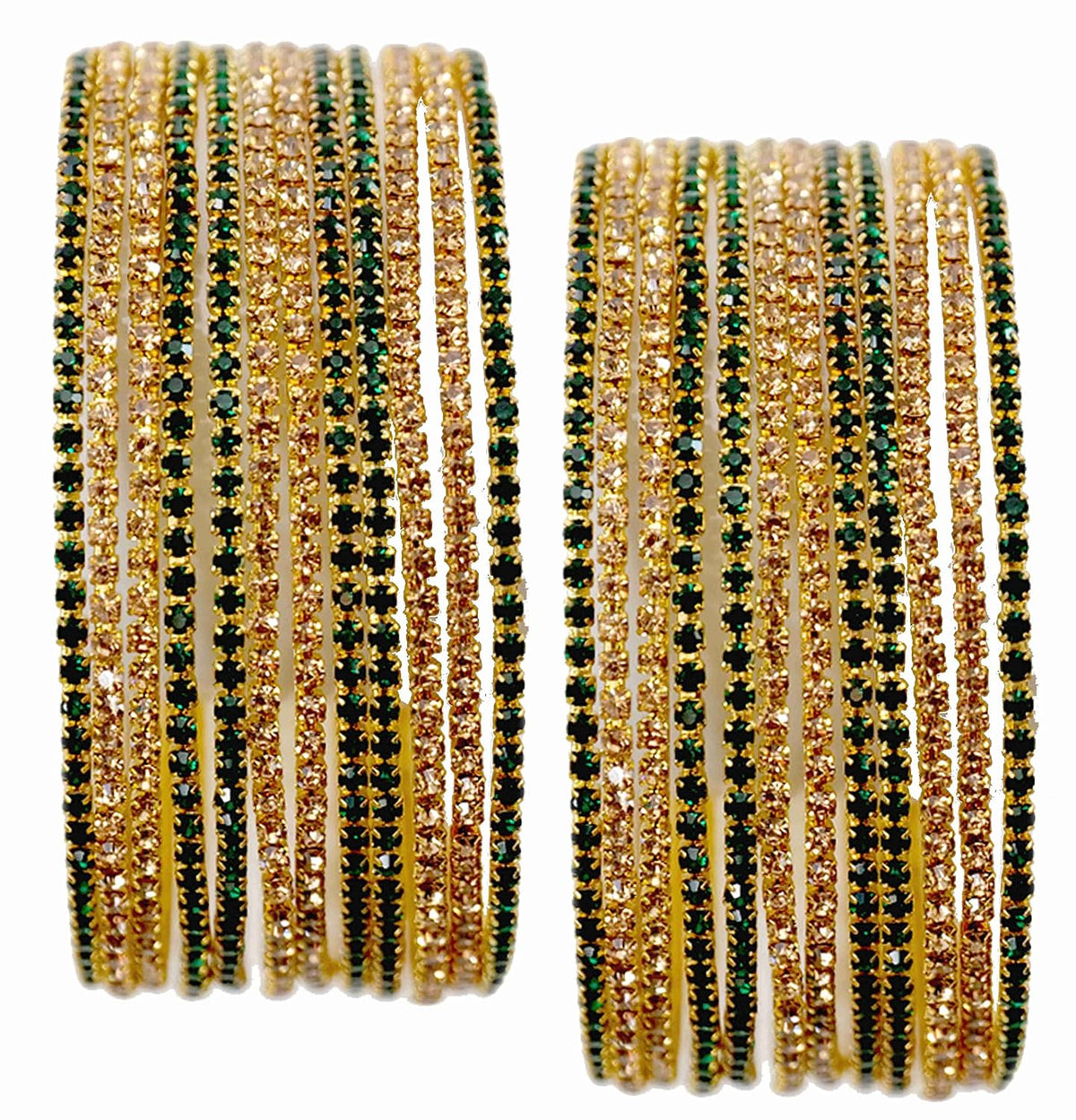 NMII Non-Precious Metal Base Metal with Zircon Gemstone Studded worked Glossy Finished Bangle Set For Women and Girls