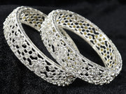 NMII Alloy Metal with Zircon Gemstone Studded Kada Set For Women and Girls