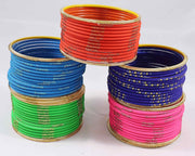 NMII Non-Precious Metal with Base Metal Spreads with Zari Glossy Finished Premium Traditional Bridal Chuda Bangle set for Women and Girls