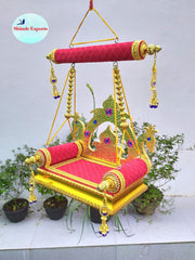 SHINDE EXPORTS Wooden Jhula for laddu Gopal Lord Thakur Pooja god singhasan (11 inch)