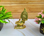 SHINDE EXPORTS Shirdi Saibaba Figure Golden Brass Diya for puja for Home Decor (Design 1)
