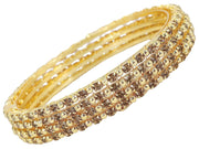 NMII Alloy Metal with Zircon Gemstone and Pearls Adorned Bangles Set For Women and Girls