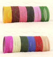 NMII Metal with Golden Polka Dots & Cutting Design Stylish Bangles Set For Women & Girls | Metal Bangles | Traditional Women Bangles | Fancy Metal Chudi - Pack of 144 Bangle