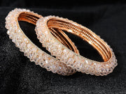 NMII Alloy Metal Stylish Fancy Pearls Bangles Bracelet Set For Women & Girls | Trending Metal Bangles | Women Bangles | Pearls Kada Set For Women | Bangles Set Wedding, Party, Daily- Pack of 2 Bangle