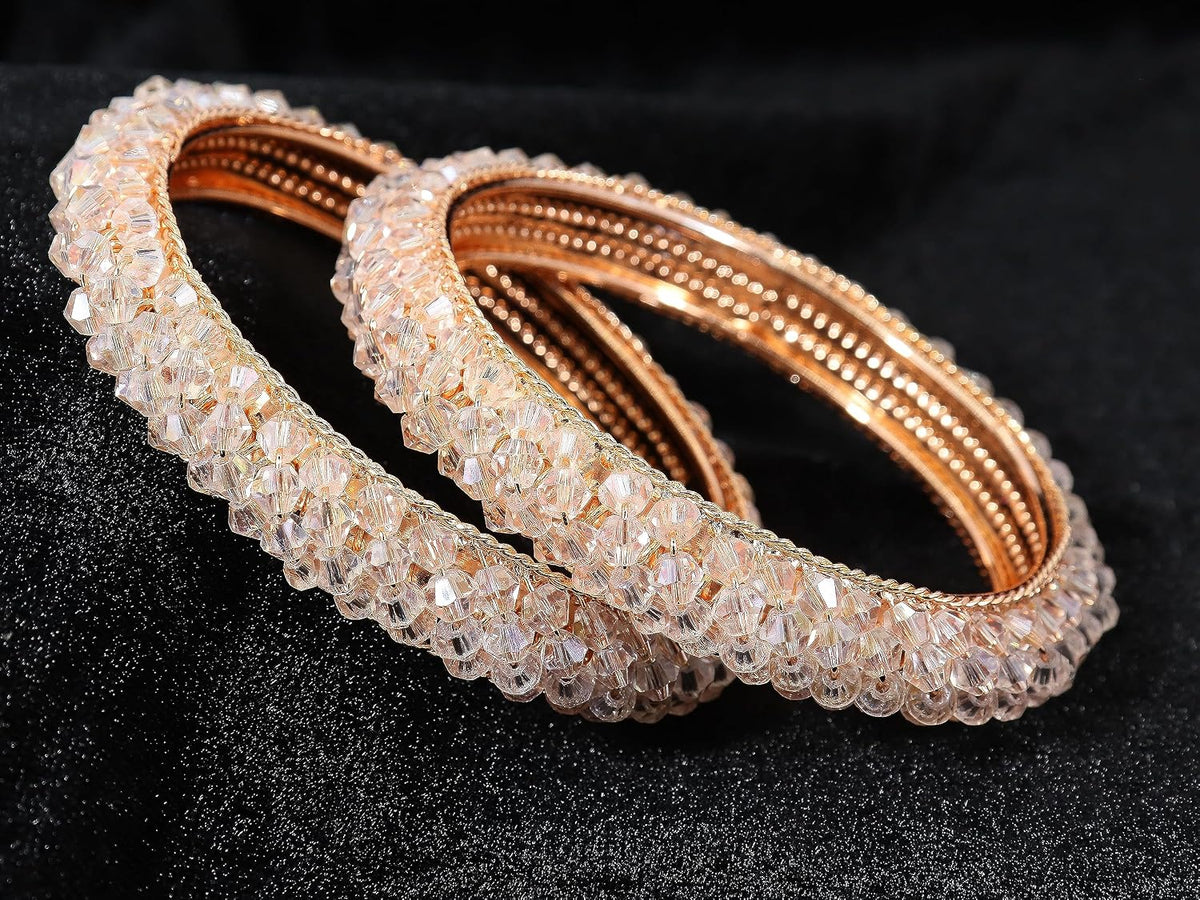 NMII Alloy Metal Stylish Fancy Pearls Bangles Bracelet Set For Women & Girls | Trending Metal Bangles | Women Bangles | Pearls Kada Set For Women | Bangles Set Wedding, Party, Daily- Pack of 2 Bangle