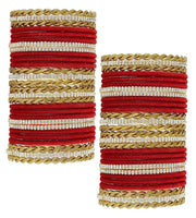NMII Traditional Gold Plated Metal Bangles Set For Women & Girls with Zircon Gemstone and Velvet Studded | Women's Fashion Jewelry | Indian Bangles | Golden Chudi Set-Pack of 56