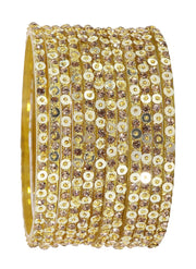 NMII Stylish Glass Bangles Set with Golden Diamond Stone & Sitara Beads Design For Women & Girls | Designer Women's Glass Bangles | Traditional Chudi Set | Girl's Bangles Fashion Jewellery- Set of 12