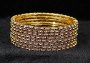 NMII Alloy Metal with Zircon Gemstone and Pearls Adorned Bangles Set For Women and Girls