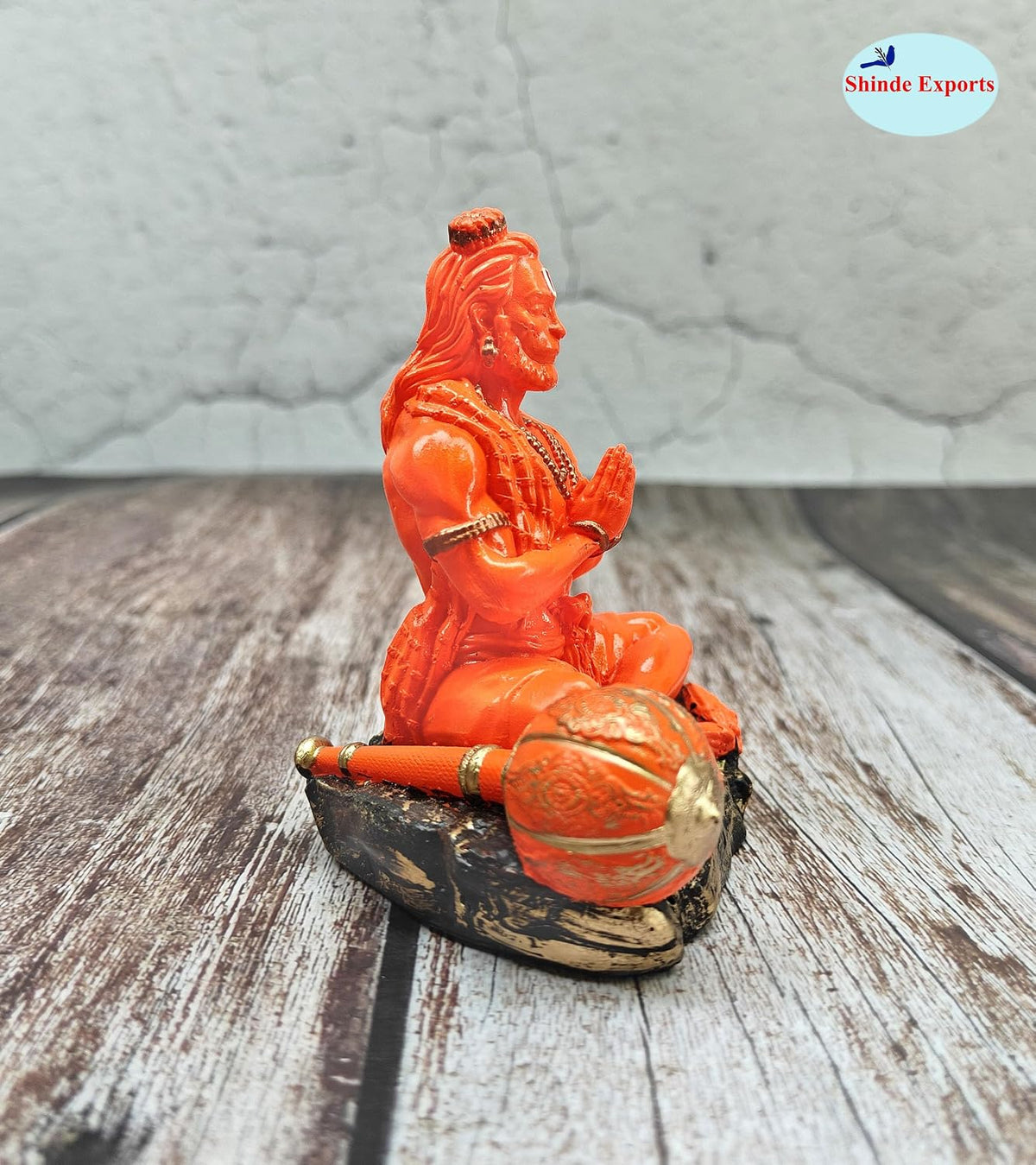 SHINDE EXPORTS Small Size Marble Hanuman Idol murti for car Dashboard Home puja (Orange)