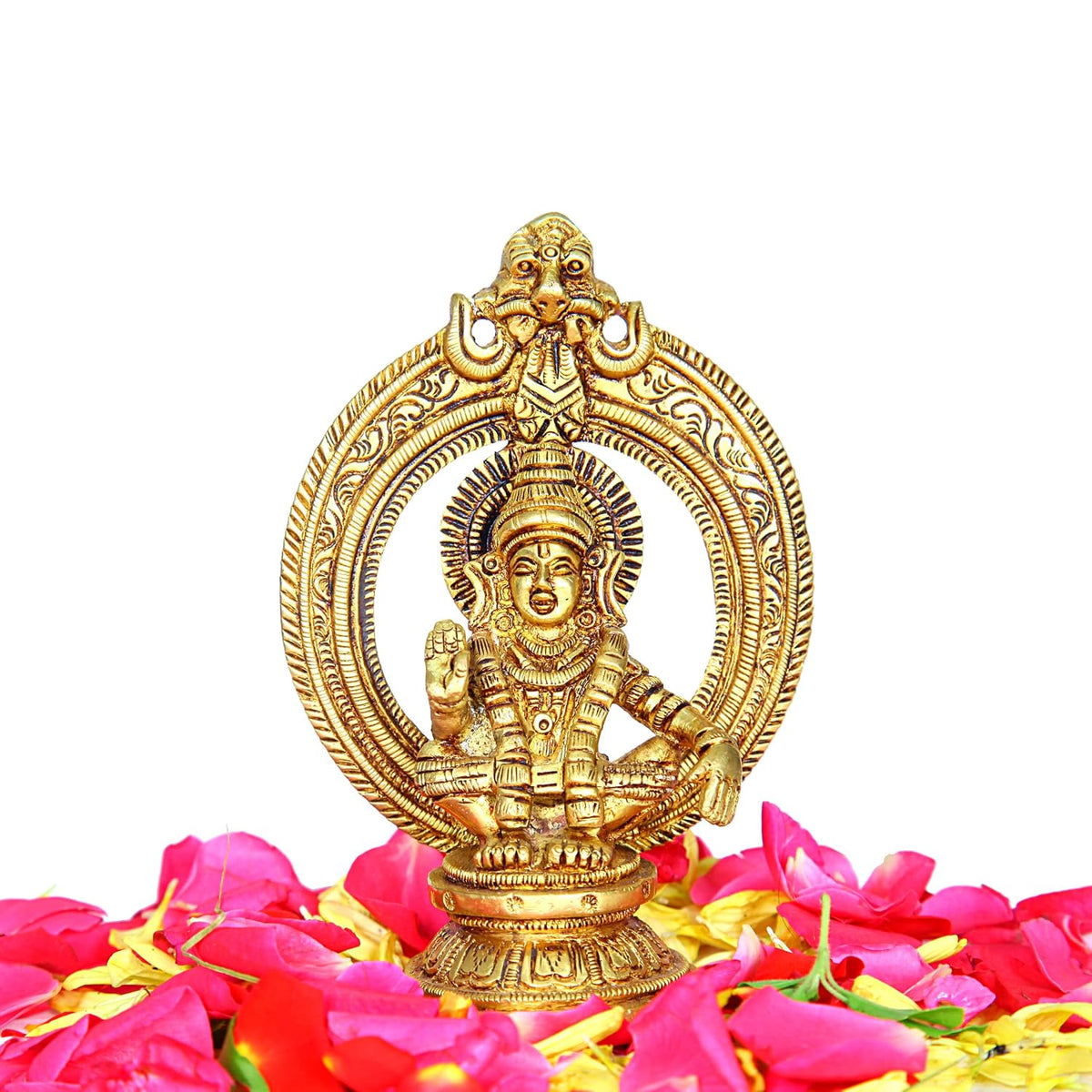 Aalayam Selveer Lord Ayyappa Idol with Thiruvachi | Ayyappa God Idol with Thiruvachi| Ayyappa Swamy Idol | Ayyappa Idol Brass 12.5 CM Height, Gold Colour 1 No