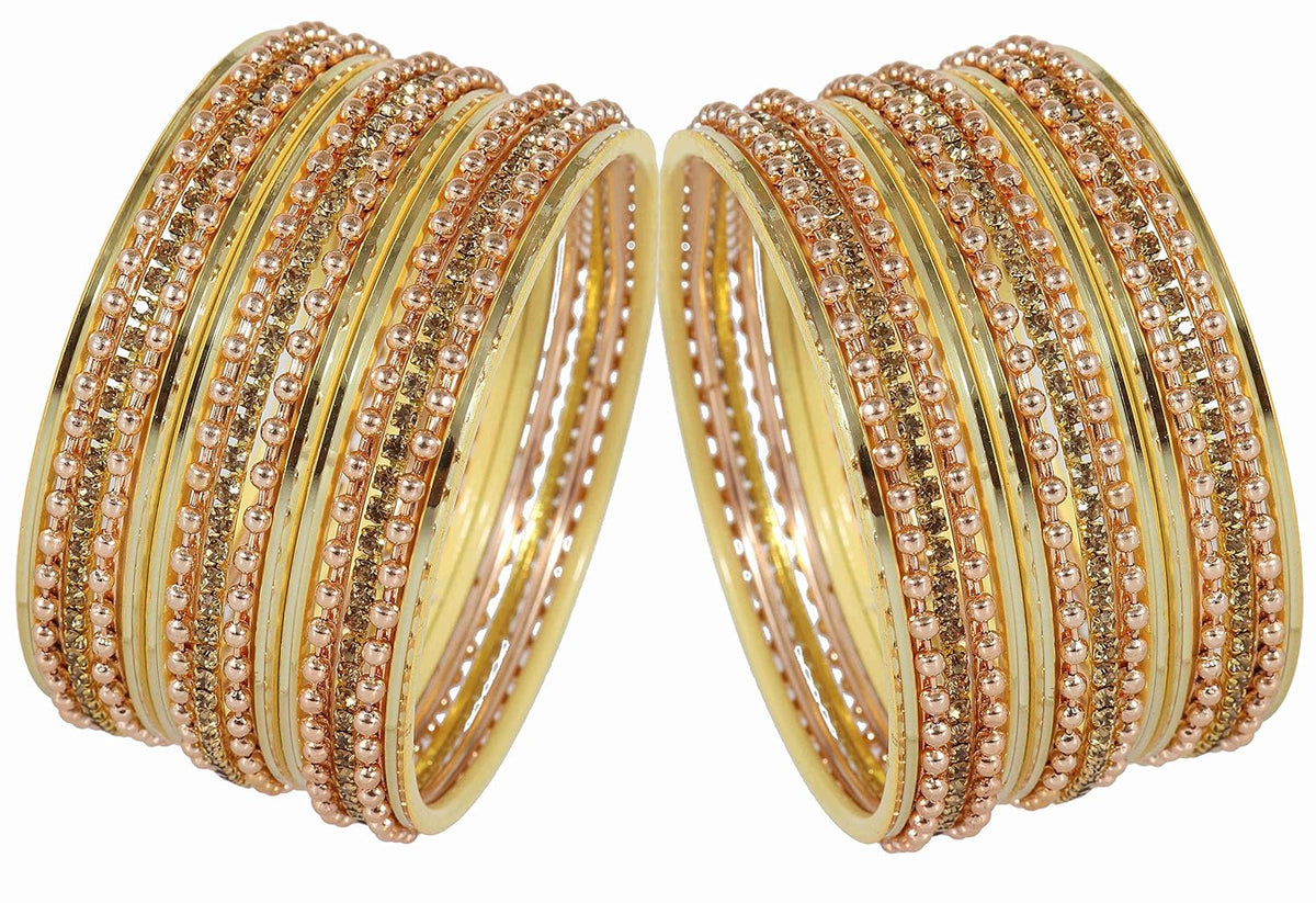 NMII Non-Precious Metal Base Metal With Zircon Gemstone and Linked With Ball Chain and Plane Bangles Set For Women and Girls