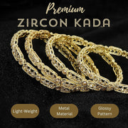 NMII Gold Plated Metal American Diamond Bangles Set For Women & Girls | Premium Traditional Design Kada Set For Women | Kada Bangles For Women | Wedding Fashion Jewellery- Set of 4