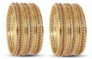 NMII Non-Precious Metal Base Metal With Zircon Gemstone and Linked With Ball Chain and Plane Bangles Set For Women and Girls