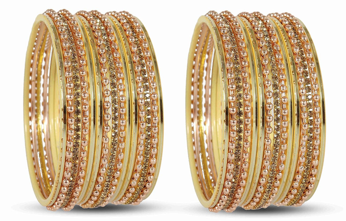 NMII Non-Precious Metal Base Metal With Zircon Gemstone and Linked With Ball Chain and Plane Bangles Set For Women and Girls