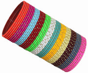 NMII Non-Precious Metal Base Metal with Polka Dots Glossy finished Bangle Set For Women and Girls