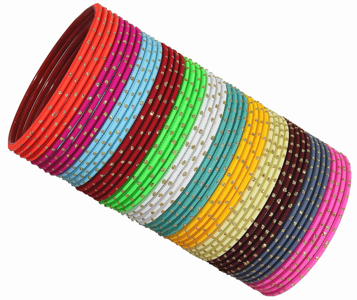 NMII Non-Precious Metal Base Metal with Polka Dots Glossy finished Bangle Set For Women and Girls