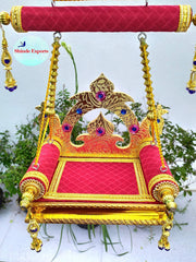 SHINDE EXPORTS Wooden Jhula for laddu Gopal Lord Thakur Pooja god singhasan (11 inch)