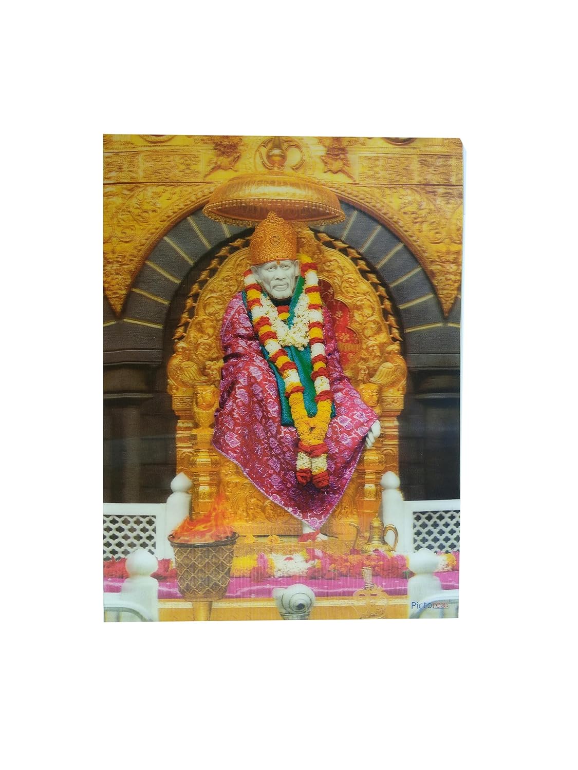 SHINDE EXPORTS Religious Saibaba 3D Photo Poster with Amazing Embossing Effect (Pink, 8x11 inches)