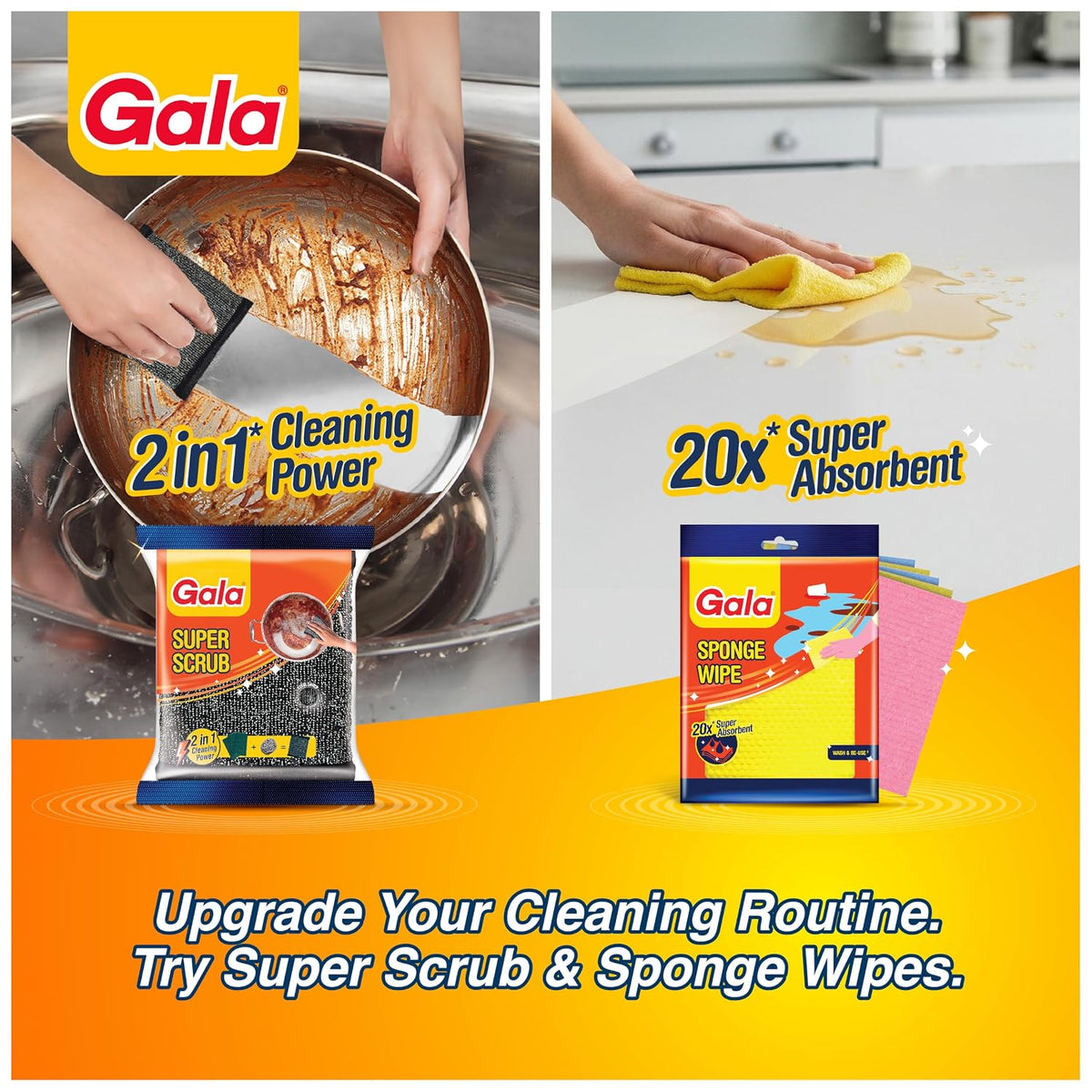 Gala Stainless Steel Scrubber - 1 Piece for Kitchen Utensils Cleaning