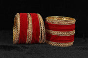 NMII Non-Precious Metal with Base Metal Zircon Gemstone Studded Glossy Finished Traditional Velvet Bangle set for Women and Girls