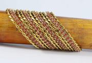 NMII Gold Plated Metal with Zircon Gemstone Studded Traditional Bangles Set For Women & Girls | Golden Bangles | Stylish Design | Designer Women's Bangles- Set of 16