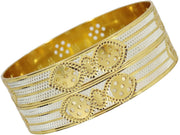 NMII Brass Gold Plated Bangles Set For Women's & Girls (Pack of 2)