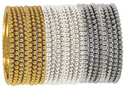 NMII Metal Base Metal with Ball Chain Linked Glossy Finished Kada set For Women and Girls
