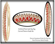NMII Latest Gold Plated Metal with Zircon Diamond Stone & Pearls Moti Bangles Set For Women & Girls | Traditional Women's Bangles | Designer Fancy Kada For Women | Wedding Bangles- Set of 4