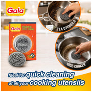 Gala Stainless Steel Scrubber - 1 Piece for Kitchen Utensils Cleaning