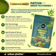 Urban Platter Japanese Ceremonial-Grade Matcha Green Tea Powder, 20g (First-Harvest Leaves | Premium-Grade | Stone-Ground | Antioxidant-Rich)