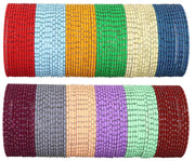 NMII Metal Colourful Bangles For Women & Girls with Glitter Zari Polka Dots | 12 Colour Bangles Combo | Simple Plain Matte Finish | Bangles For Daily use, Wedding, Party, Function- Set of 144