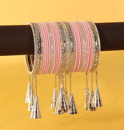 NMII Stylish Silver Latkan Metal Bangles Set For Women & Girls with | Designer Women's Chuda Bangles | Girl's Bangles Bracelet For Wedding, Party, Occasion Wear-Set of 32