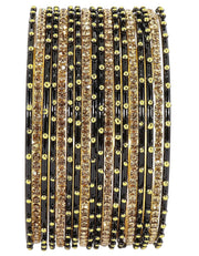 NMII Non-Precious Metal Base Metal Studded with Zircon Gemstone and Linked with Ball Stone Glossy Finished Bangle Set For Women and Girls