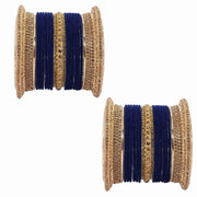 NMII Non-Precious Metal with Base Metal and Studded with Zircon Gemstone Glossy Finished Traditional Velvet Bangle Chuda set for Women and Girls