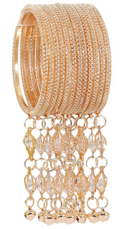 NMII Styish Metal with Zircon Stone and Bells Latkan Bangles Set For Women and Girls | Fancy Fashion Jewellry | Women's Traditional Bangle Set- Pack of 12