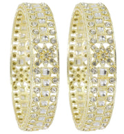 NMII Gold Plated Metal Kada Bangles Set For Women & Girls with American Diamond Stone | Stone Work Stylish Bangles Set | Traditional Bangles For Wedding, Party, Ocassion Fashion Jewellery- Set of 2
