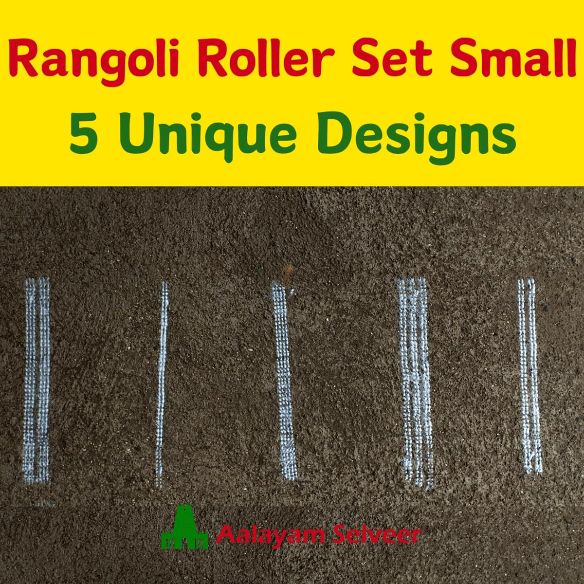Aalayam Selveer Rangoli Roller Steel Small, 5 Nos Small Rangoli Roller Combo Pack