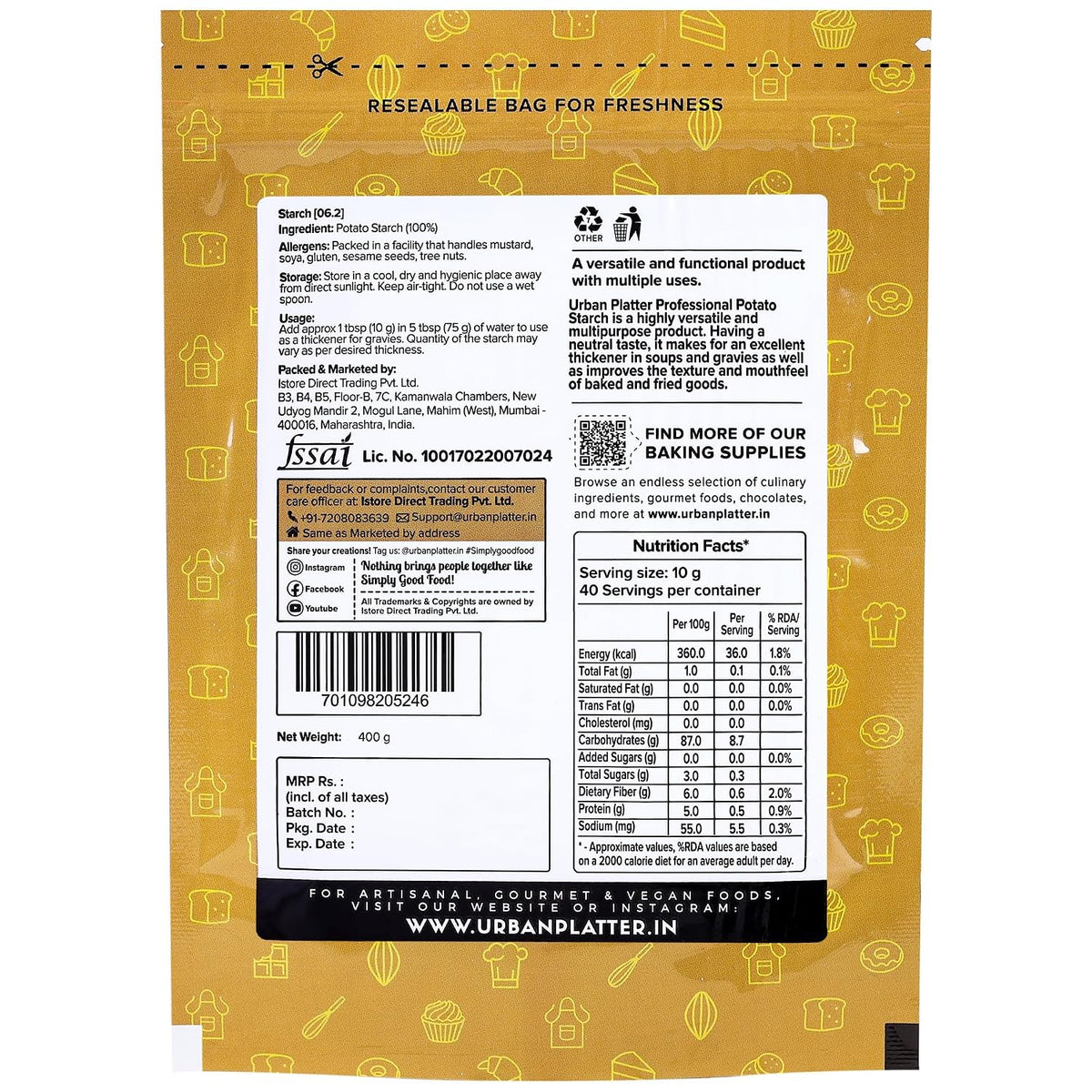 Urban Platter Potato Starch, 400g