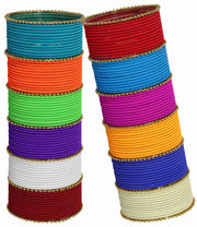 NMII Non-Precious Metal Base Metal With Matte Finished and Ball Chain Linked Worked Bangles Set For Women and Girls