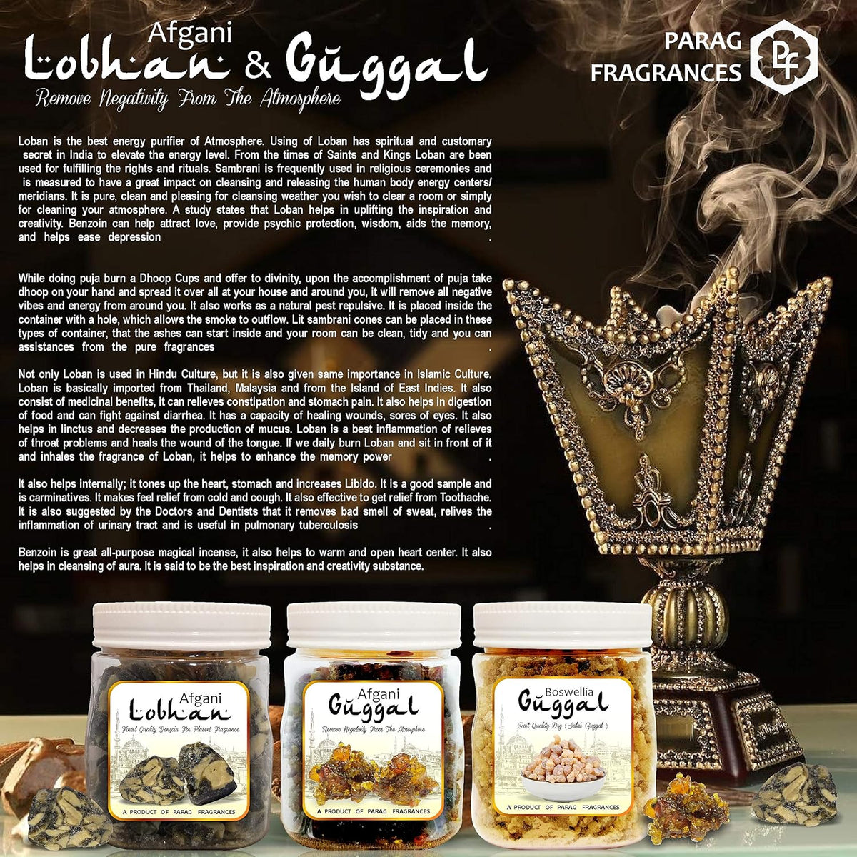 Parag Fragrances Afgani Guggal (Pure, Natural & Grade 1) Commiphora Mukul for Dhoop, Dhuni or Hawan (200gm)