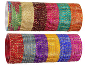 NMII Multicolour Metal Bangles Set with Golden Polka Dots & Cutting Design For Women & Girls | Women's Bangles Combo | Traditional Design Golden Bangles | Chudi Set- Pack of 144 Bangle